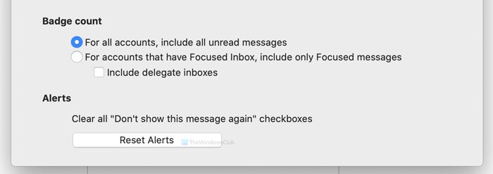 outlook notifications for folders other than inbox mac